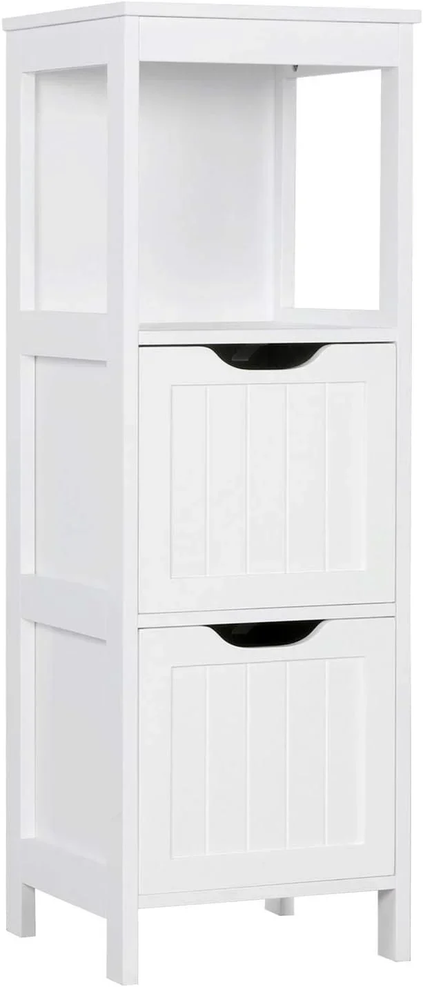 Bathroom Floor Cabinet Wooden Storage Cabinet with 2 Drawers Multifunctional Side Organizer Rack
